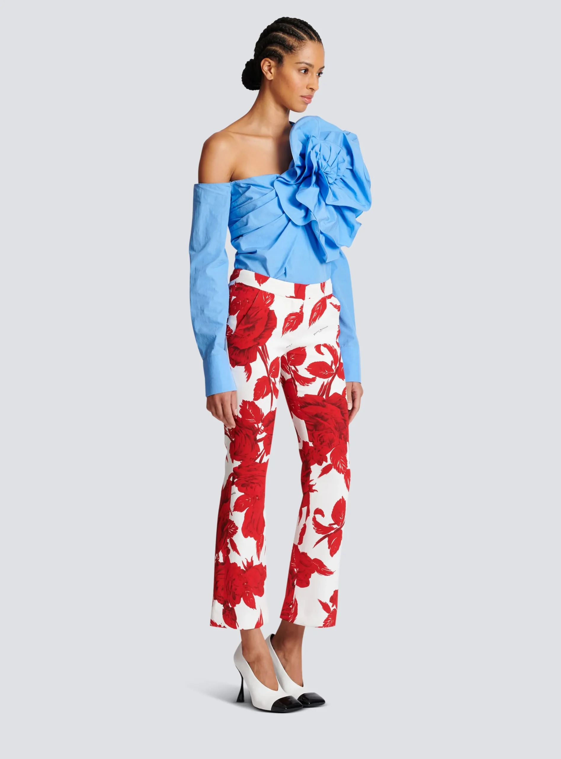 New Crepe Trousers With Roses Print Women Trousers And Shorts