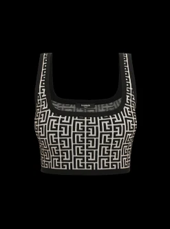 Best Cropped Bicolor Jacquard Sports Bra Top With Monogram Women Tops And Shirts