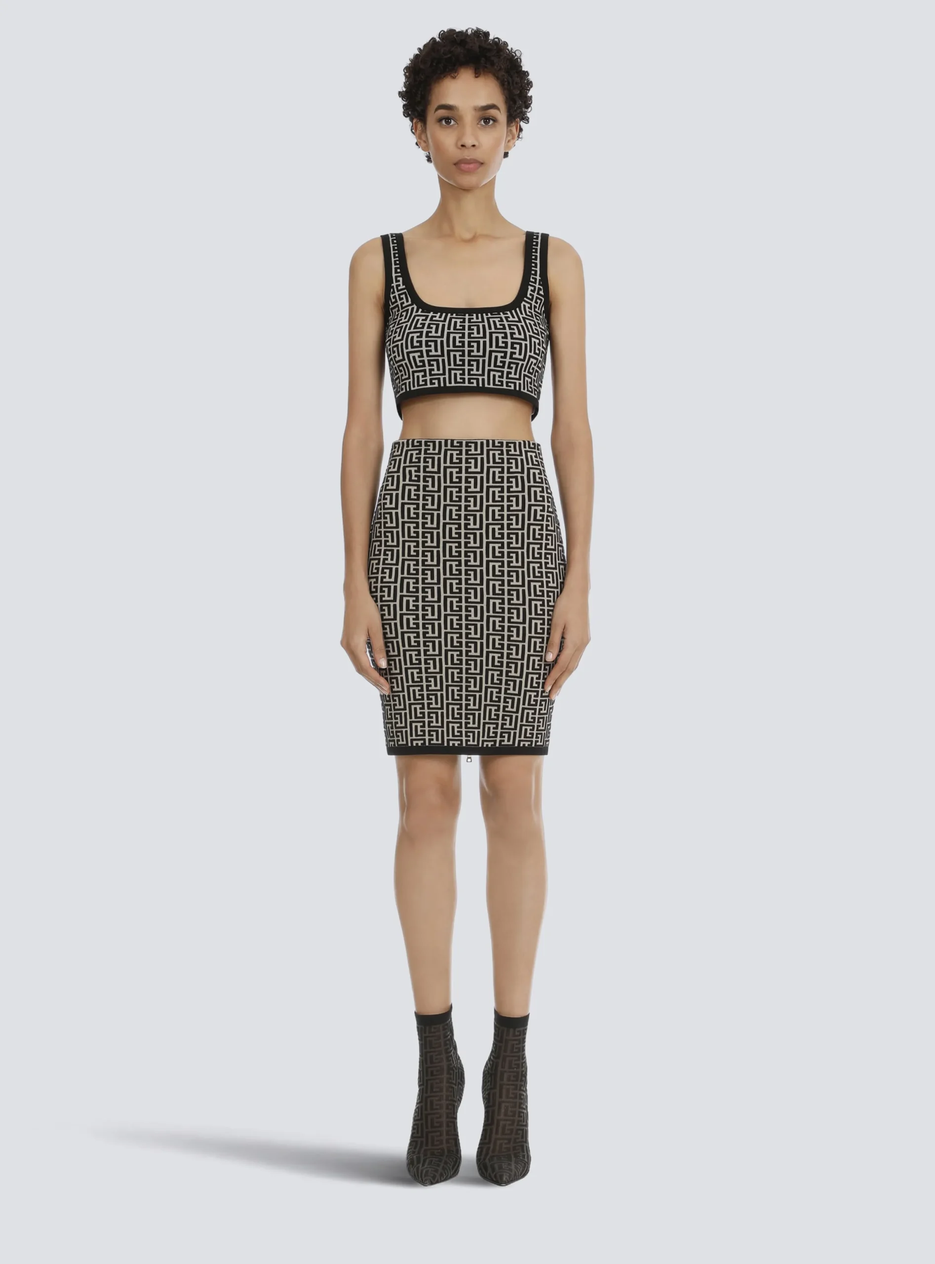 Best Cropped Bicolor Jacquard Sports Bra Top With Monogram Women Tops And Shirts