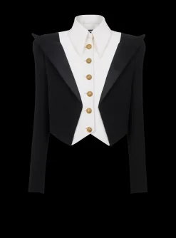 Hot Cropped 6-button Crepe Jacket Women Jackets And Blazers