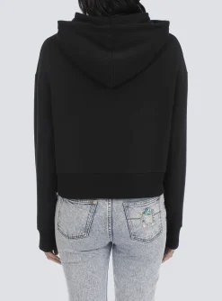 Flash Sale Cropped Eco-designed Cotton Sweatshirt With Rhinestone Logo Women Sweatshirts