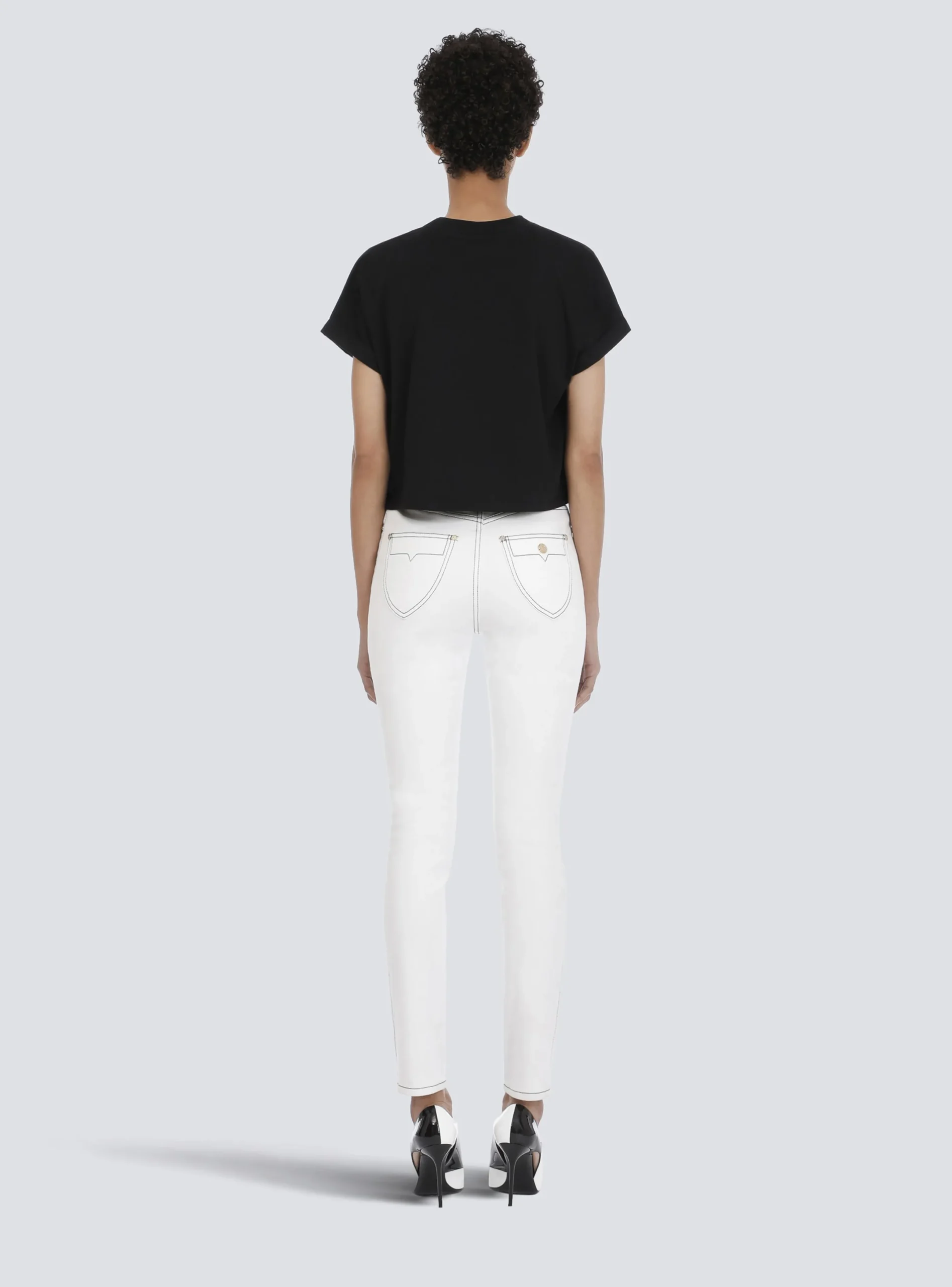 Clearance Cropped Eco-designed Cotton T-shirt With Small Flocked Logo Women T-Shirts