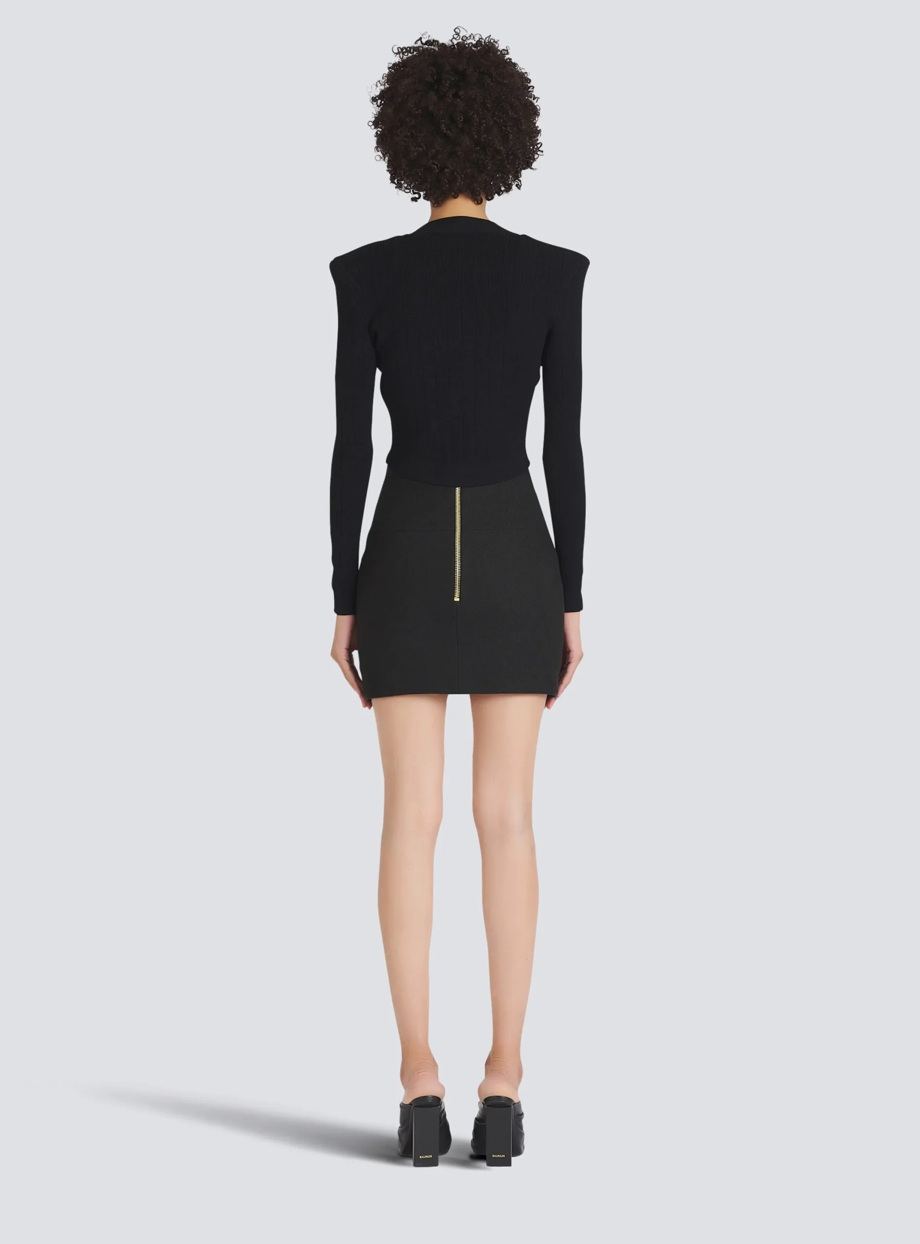 Fashion Cropped Eco-designed Knit Cardigan With Gold-tone Buttons Women Knitwear