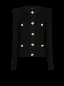 Store Cropped Eco-designed Knit Cardigan With Gold-tone Buttons Women Knitwear