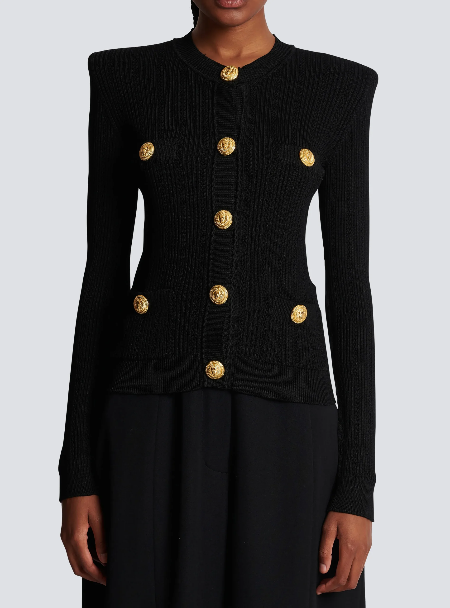 Store Cropped Eco-designed Knit Cardigan With Gold-tone Buttons Women Knitwear