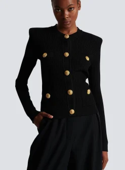 Store Cropped Eco-designed Knit Cardigan With Gold-tone Buttons Women Knitwear