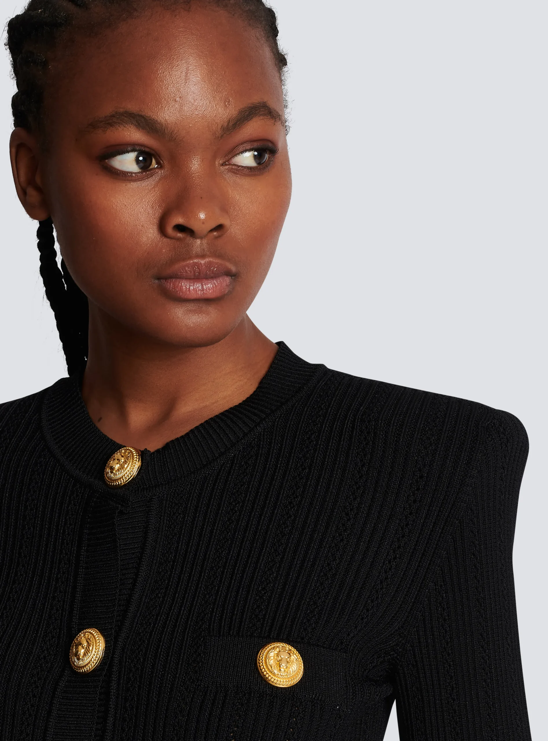 Store Cropped Eco-designed Knit Cardigan With Gold-tone Buttons Women Knitwear