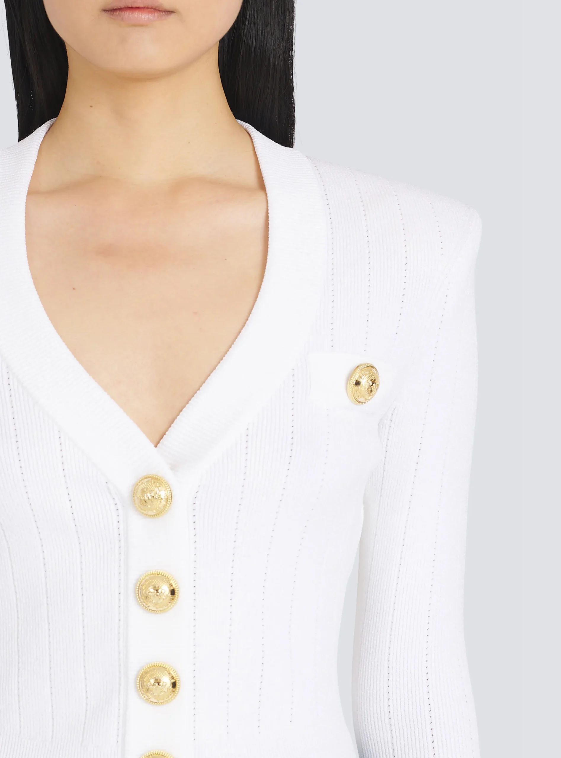 Cheap Cropped Eco-designed Knit Cardigan With Gold-tone Buttons Women Knitwear