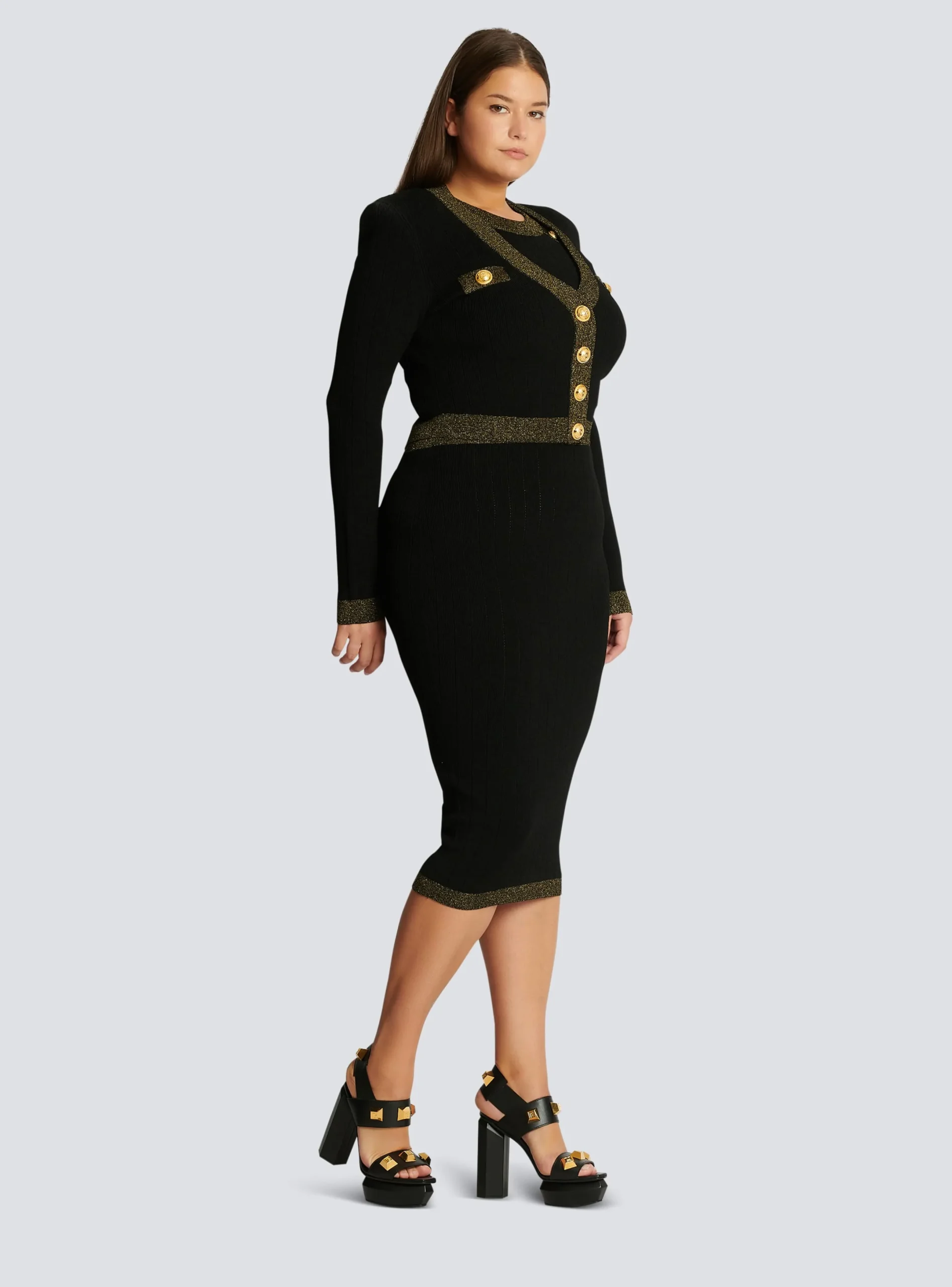 Cheap Cropped Knit Cardigan With Gold Trim Women Knitwear