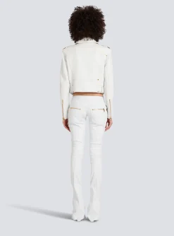 Sale Cropped Leather Biker Jacket Women Outerwear