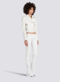 Sale Cropped Leather Biker Jacket Women Outerwear