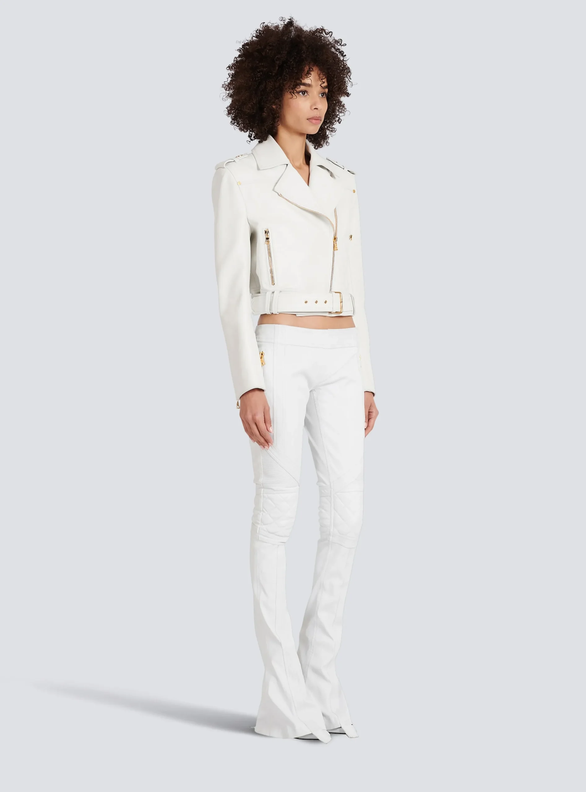 Sale Cropped Leather Biker Jacket Women Outerwear