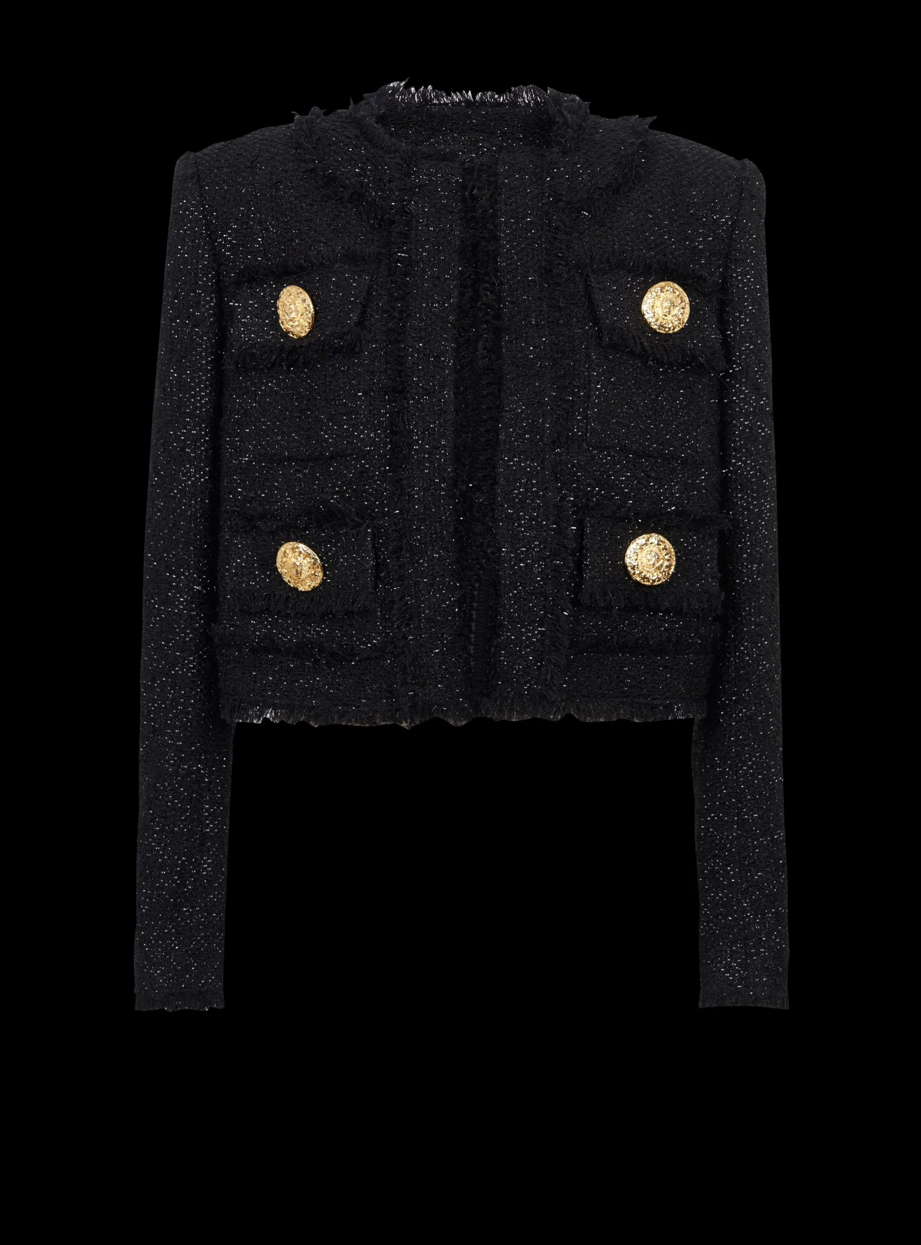 Sale Cropped Lurex Tweed Jacket Women Jackets And Blazers