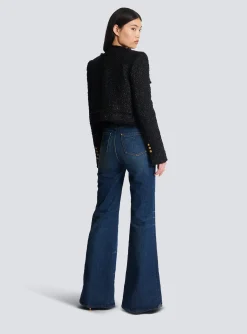 Sale Cropped Lurex Tweed Jacket Women Jackets And Blazers