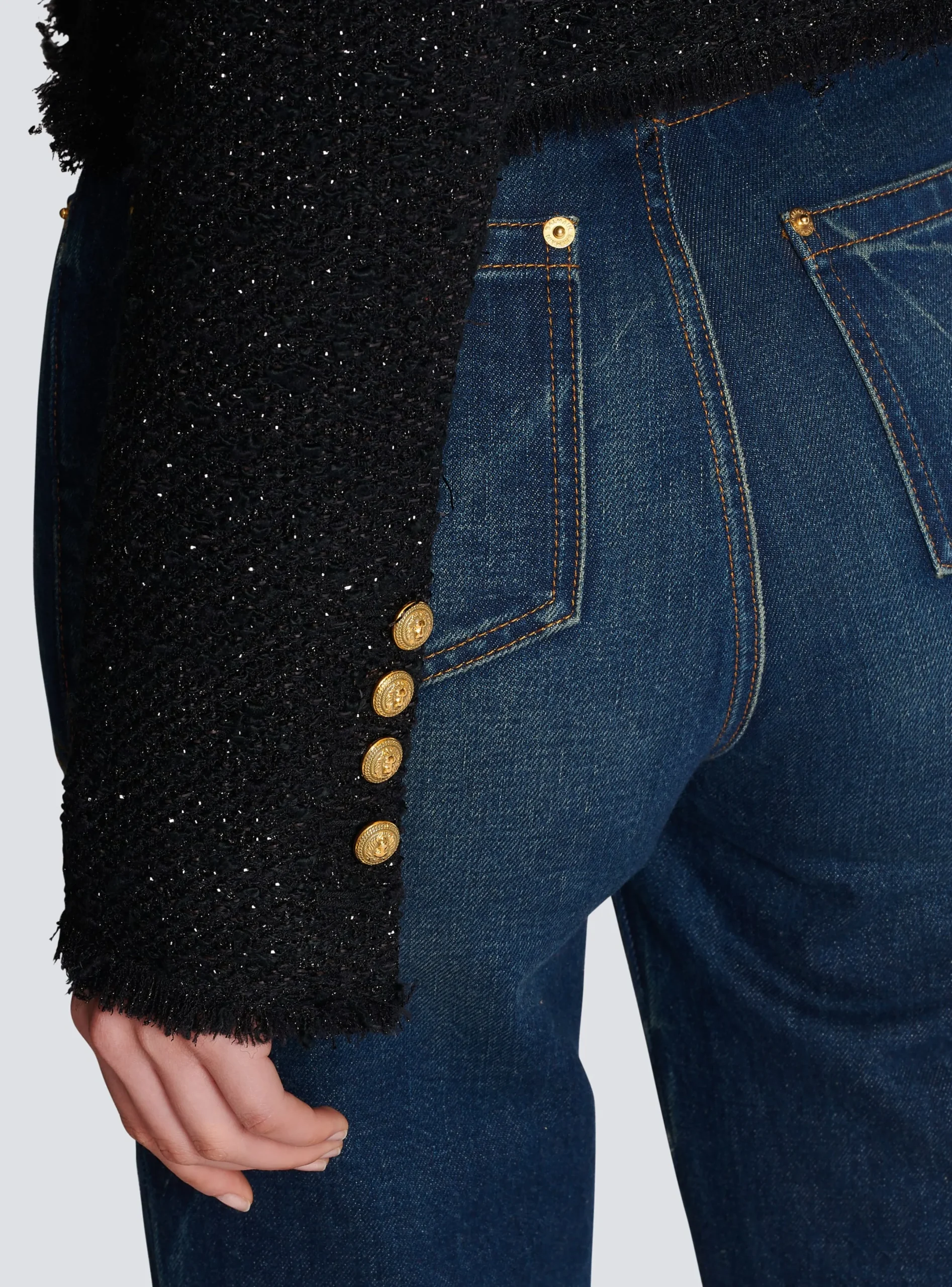 Sale Cropped Lurex Tweed Jacket Women Jackets And Blazers