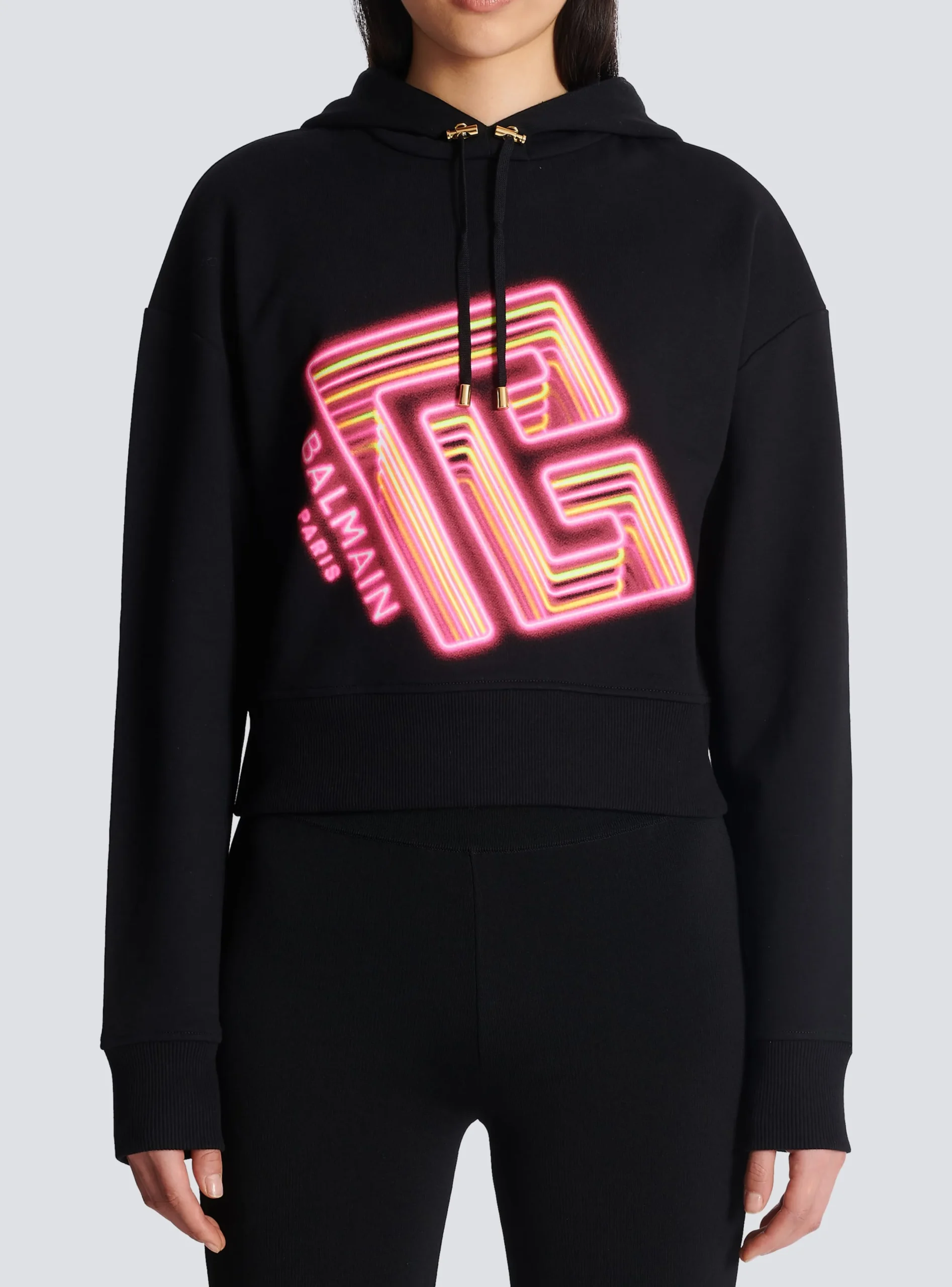 Fashion Cropped Neon-print Sweatshirt Women Sweatshirts