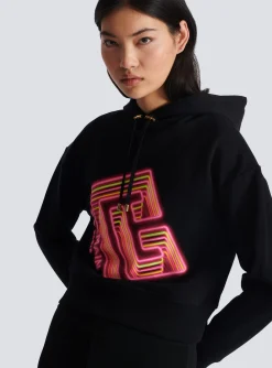 Fashion Cropped Neon-print Sweatshirt Women Sweatshirts