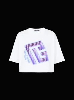 Clearance Cropped Neon-print T-shirt Women T-Shirts