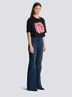 New Cropped Neon-print T-shirt Women T-Shirts