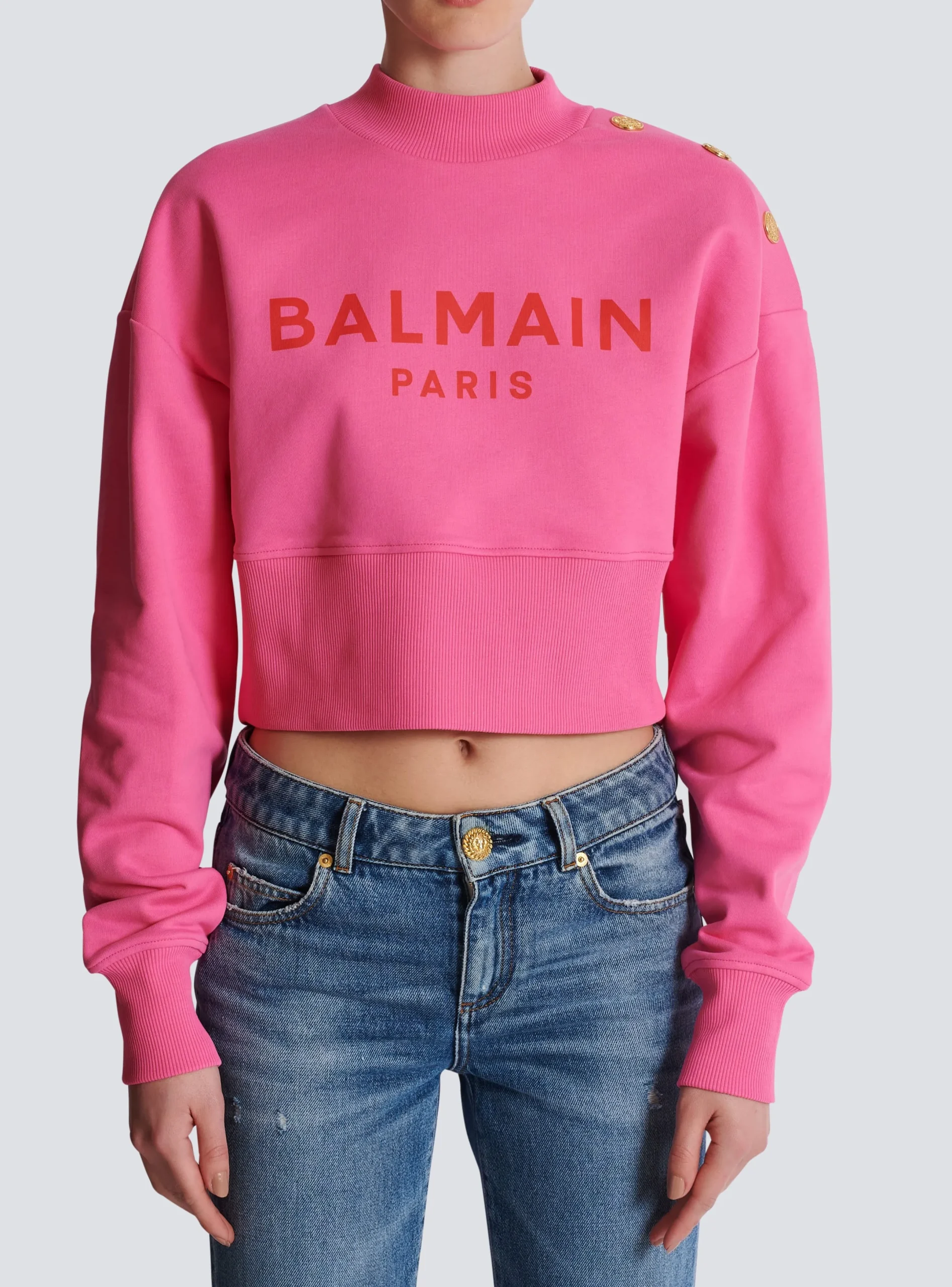 Shop Cropped Sweatshirt With Paris Print Women Sweatshirts