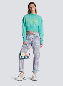 Hot Cropped Sweatshirt With Paris Print Women Sweatshirts