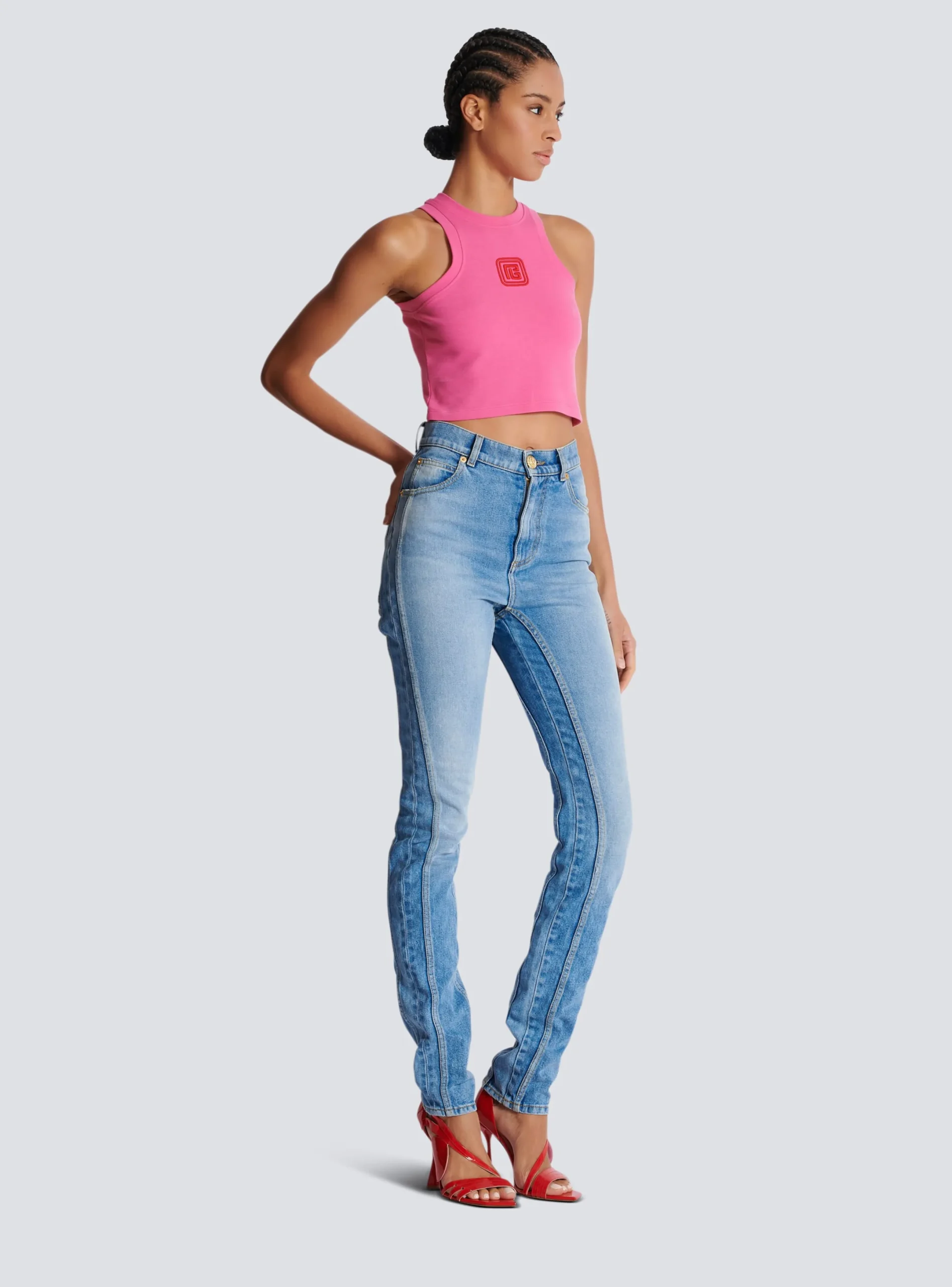 Discount Cropped Tank Top With Retro PB Embroidery Women T-Shirts