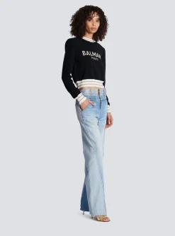 Best Sale Cropped Wool Jumper With Logo Women Knitwear