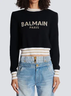 Best Sale Cropped Wool Jumper With Logo Women Knitwear