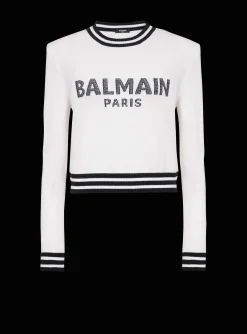Shop Cropped Wool Sweatshirt With Logo Women Knitwear