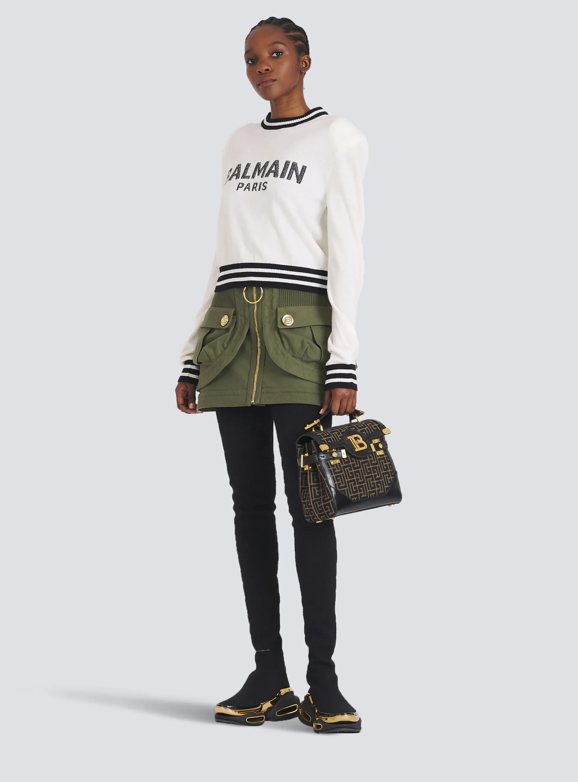 Shop Cropped Wool Sweatshirt With Logo Women Knitwear