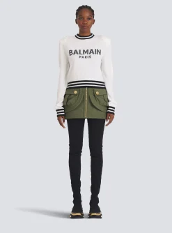 Shop Cropped Wool Sweatshirt With Logo Women Knitwear