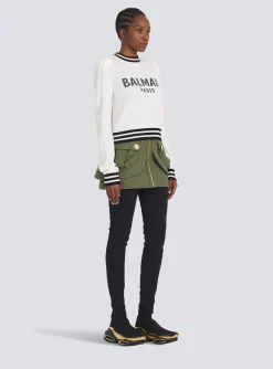 Shop Cropped Wool Sweatshirt With Logo Women Knitwear