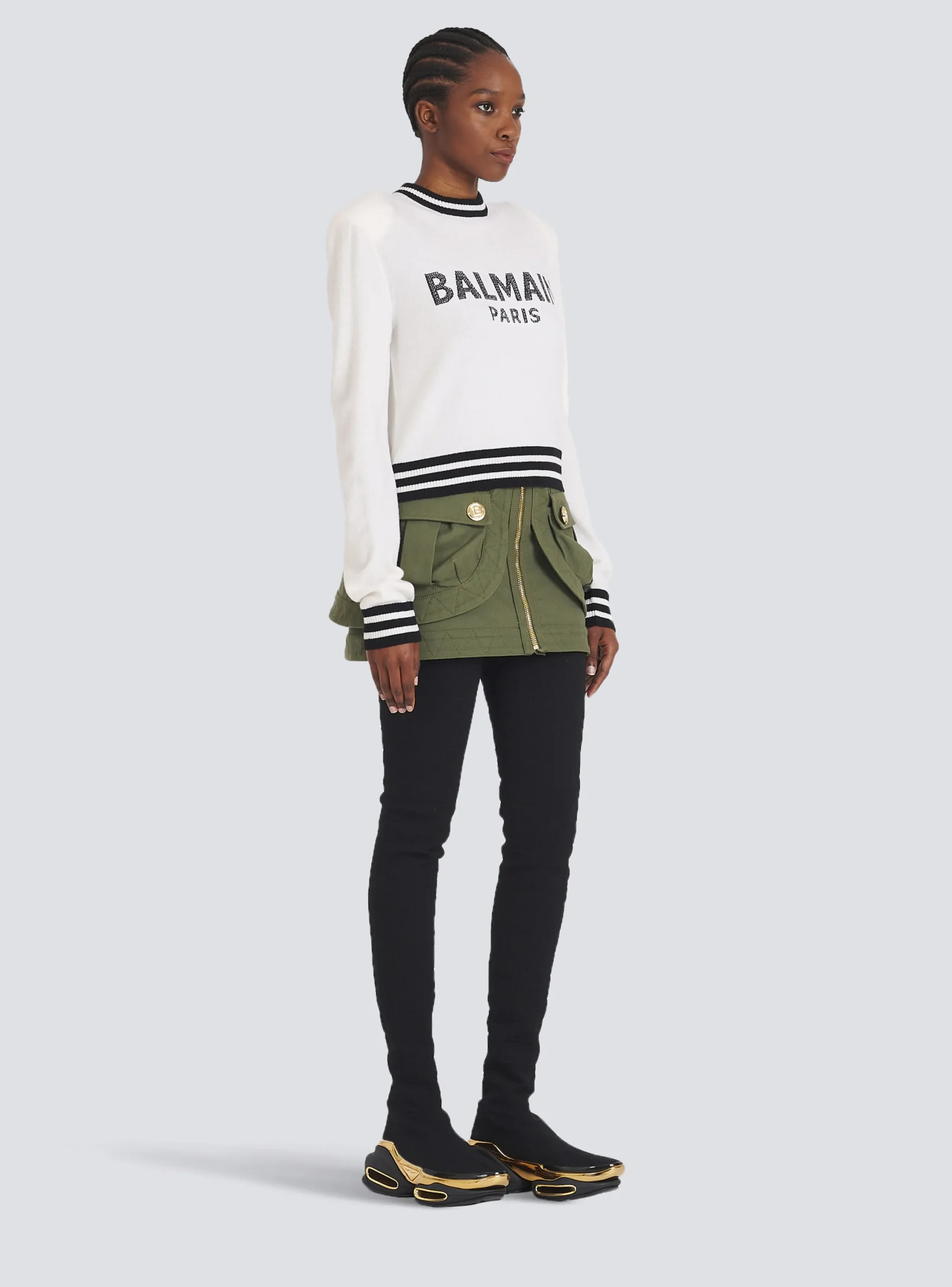 Shop Cropped Wool Sweatshirt With Logo Women Knitwear