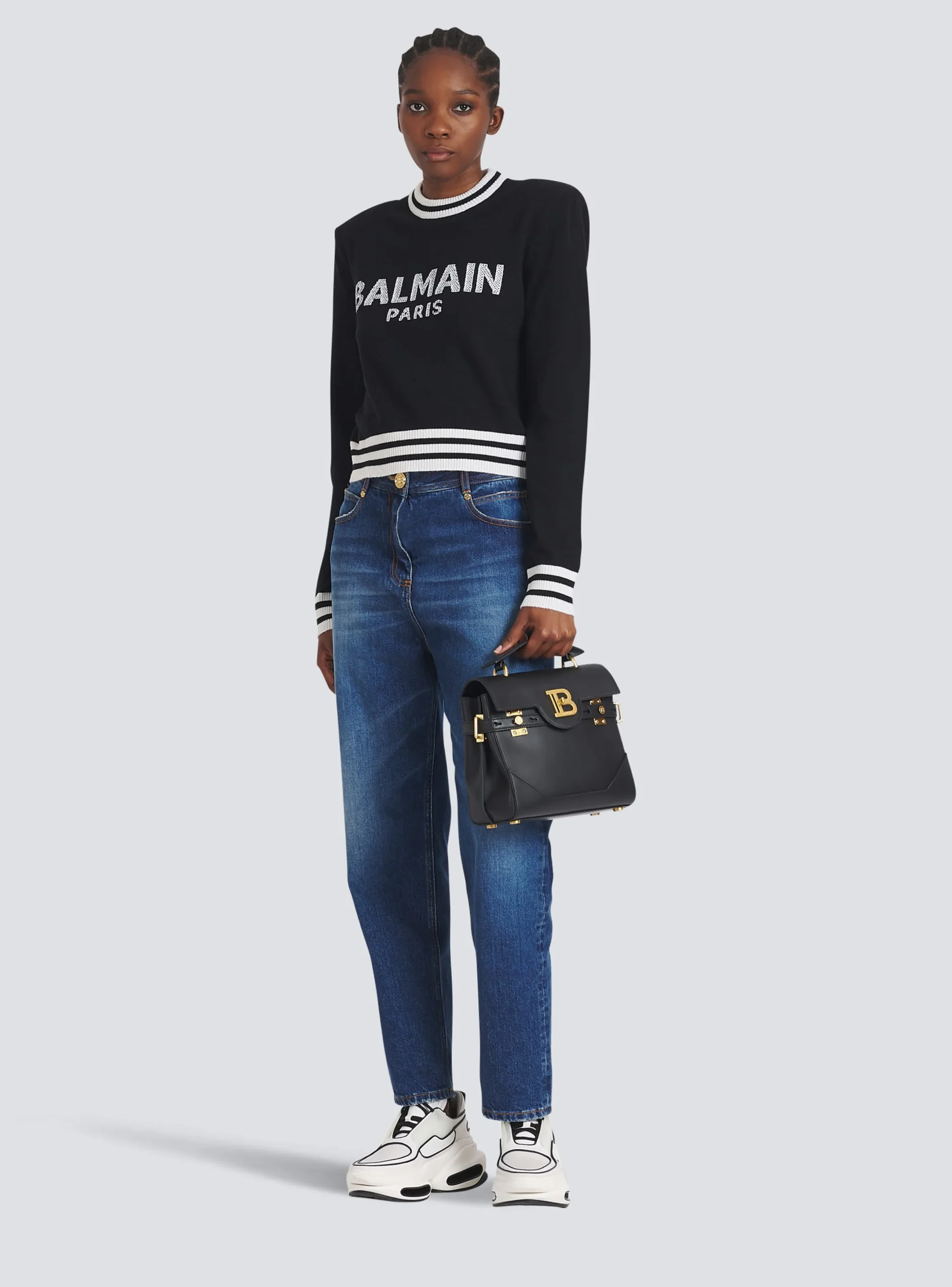 Shop Cropped Wool Sweatshirt With Logo Women Knitwear