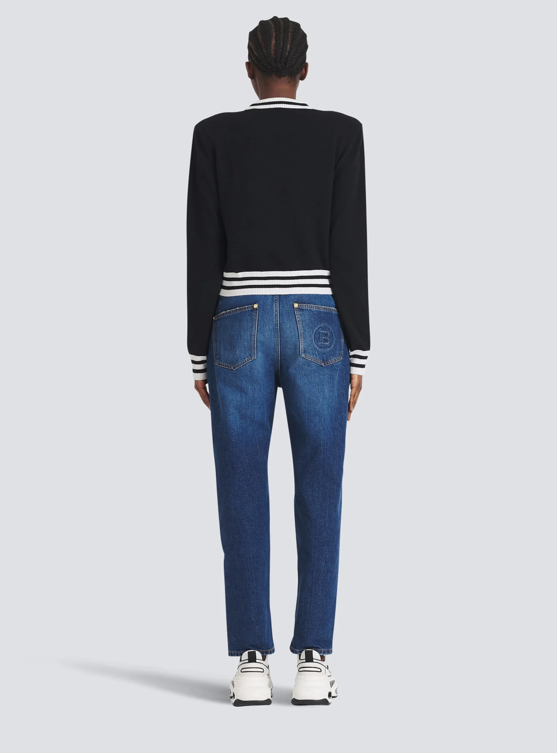 Shop Cropped Wool Sweatshirt With Logo Women Knitwear