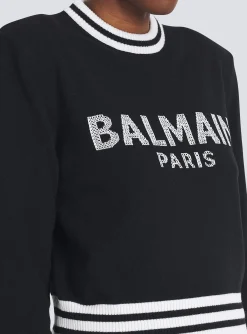 Shop Cropped Wool Sweatshirt With Logo Women Knitwear
