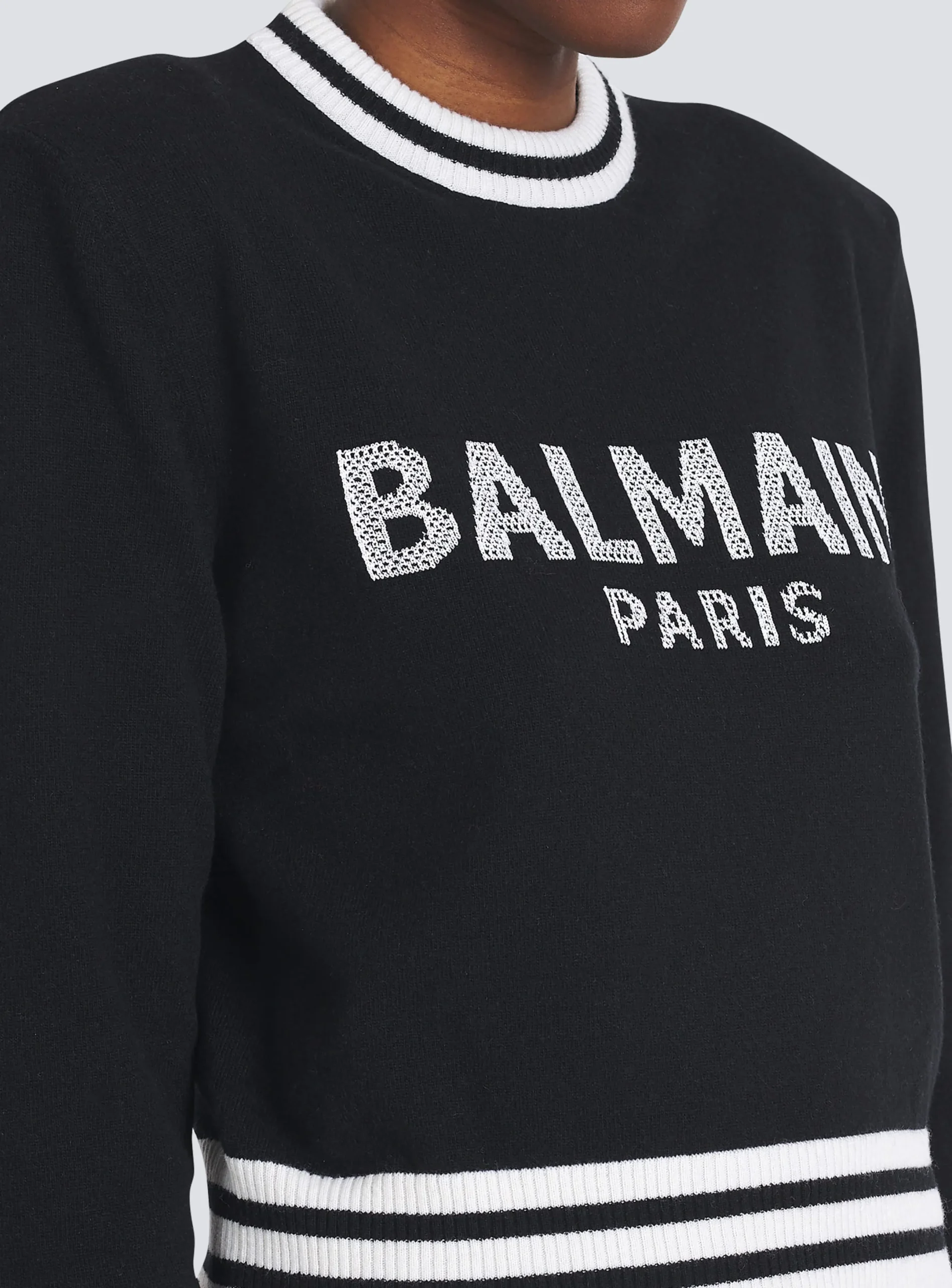 Shop Cropped Wool Sweatshirt With Logo Women Knitwear