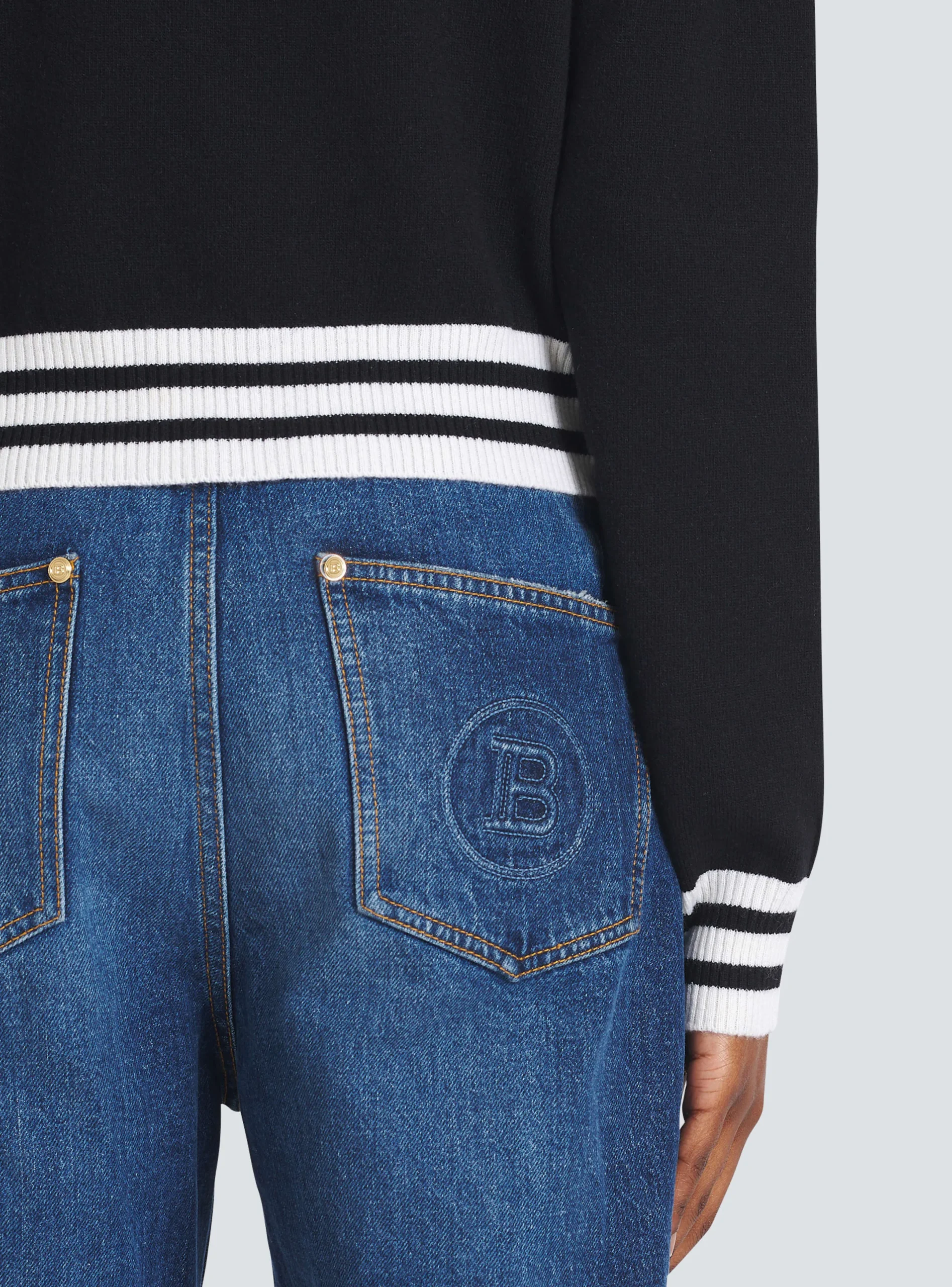 Shop Cropped Wool Sweatshirt With Logo Women Knitwear
