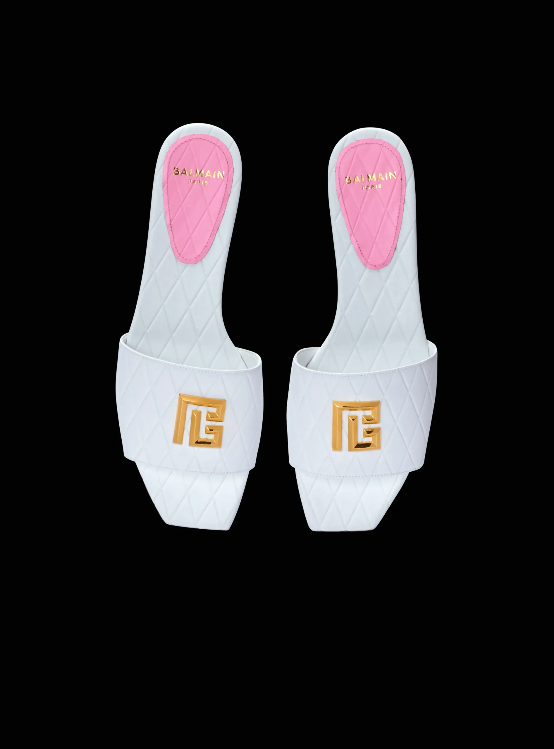 Store Dafne Calfskin Mules With Embossed Grid Women Flat Shoes