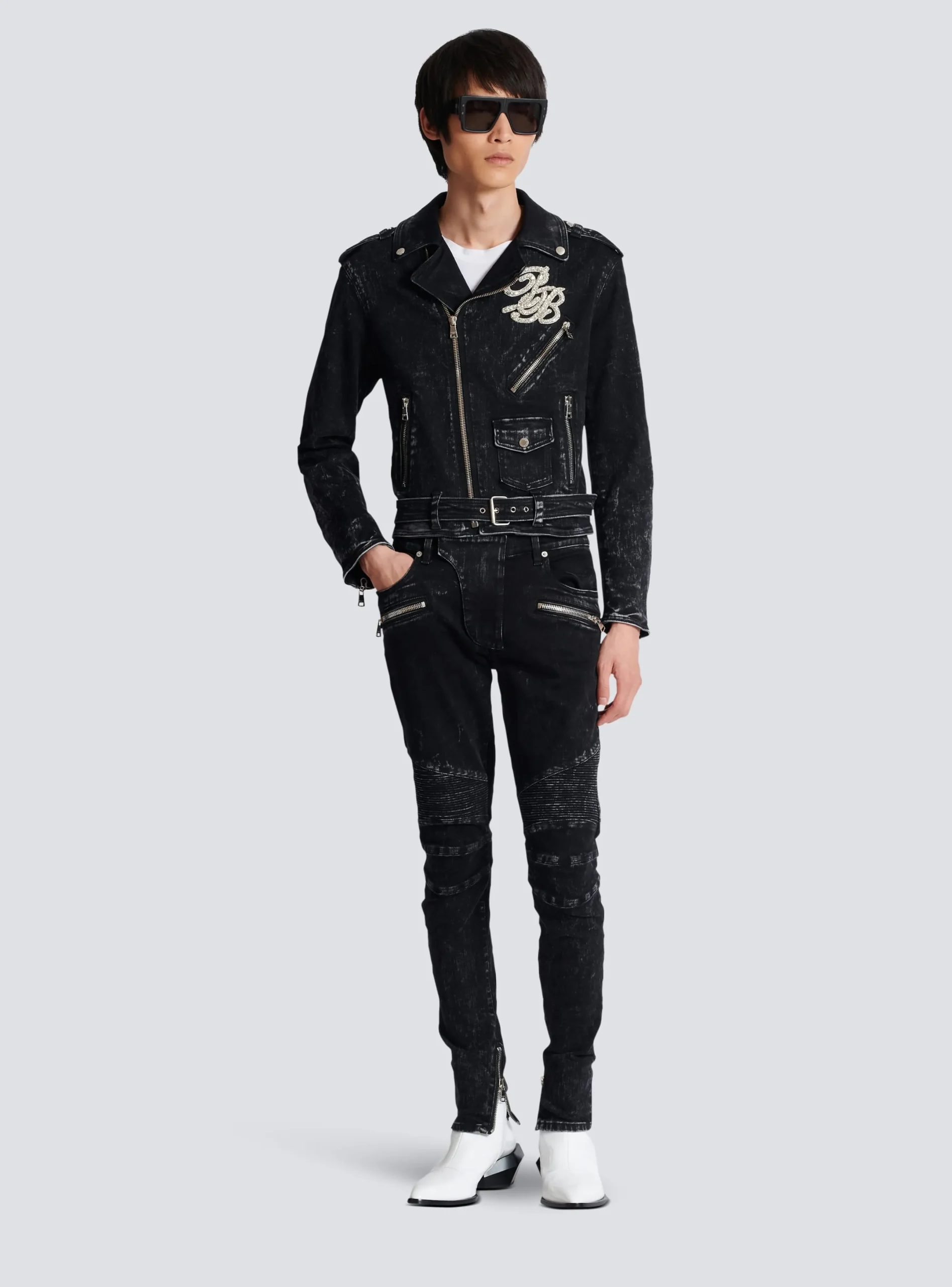 Online Denim Biker Jacket Outerwear|Denim