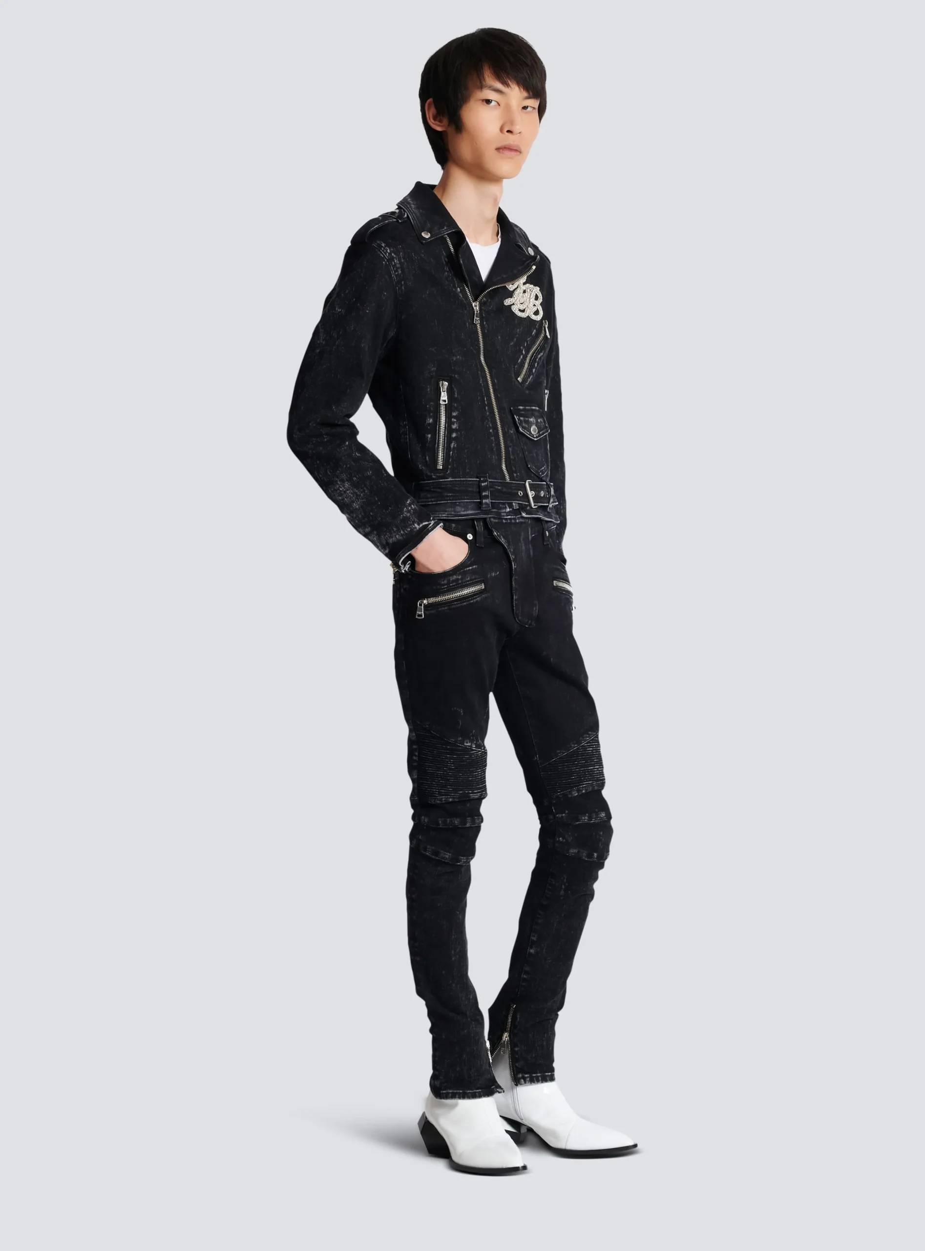 Online Denim Biker Jacket Outerwear|Denim