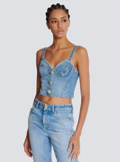 Hot Denim Top With Thin Straps Women Tops And Shirts