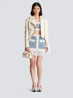 Online Denim Tweed Strappy Top Women Tops And Shirts