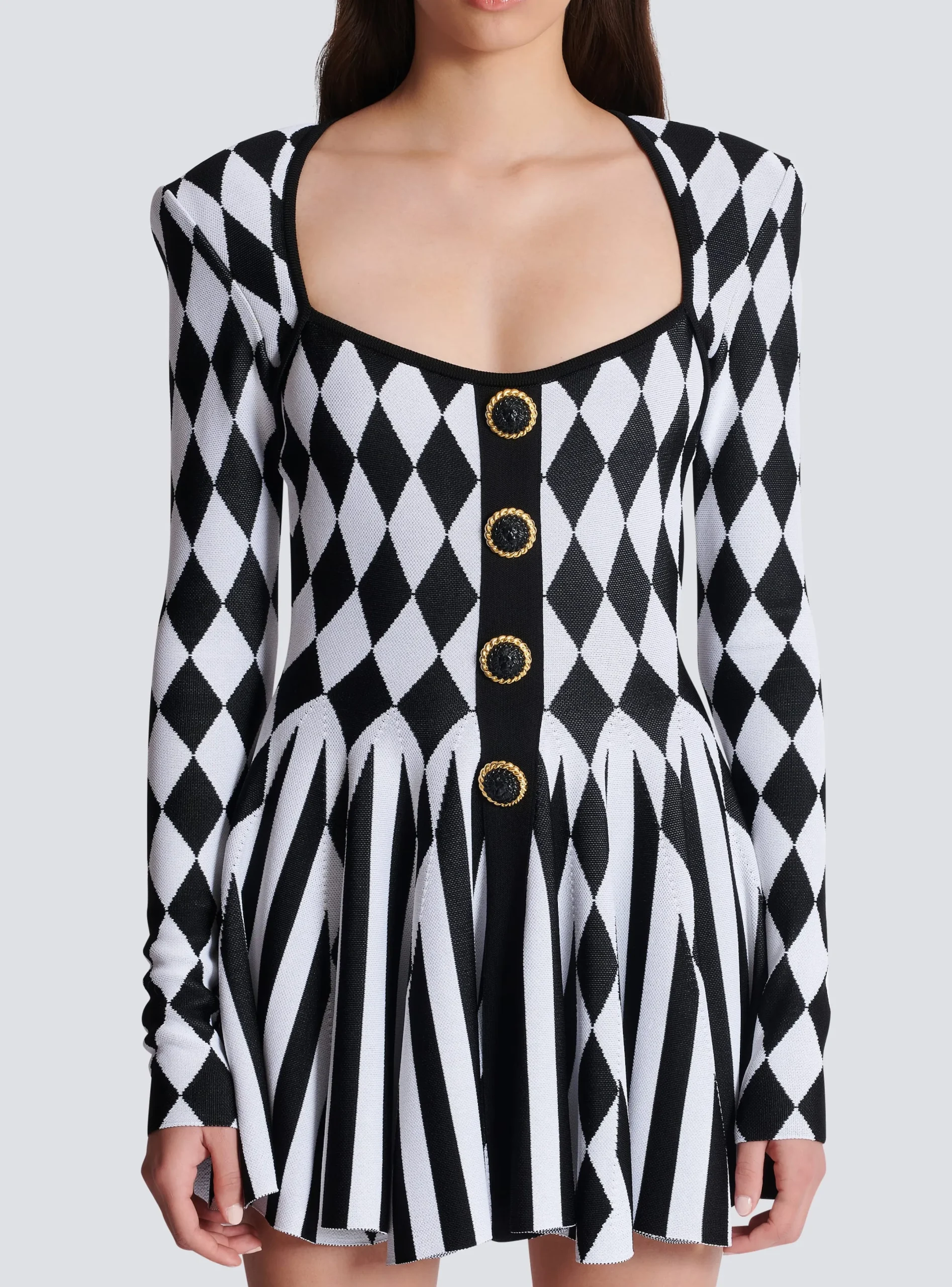 Cheap Diamond Jacquard Flared Knit Dress Women Knitwear|Dresses