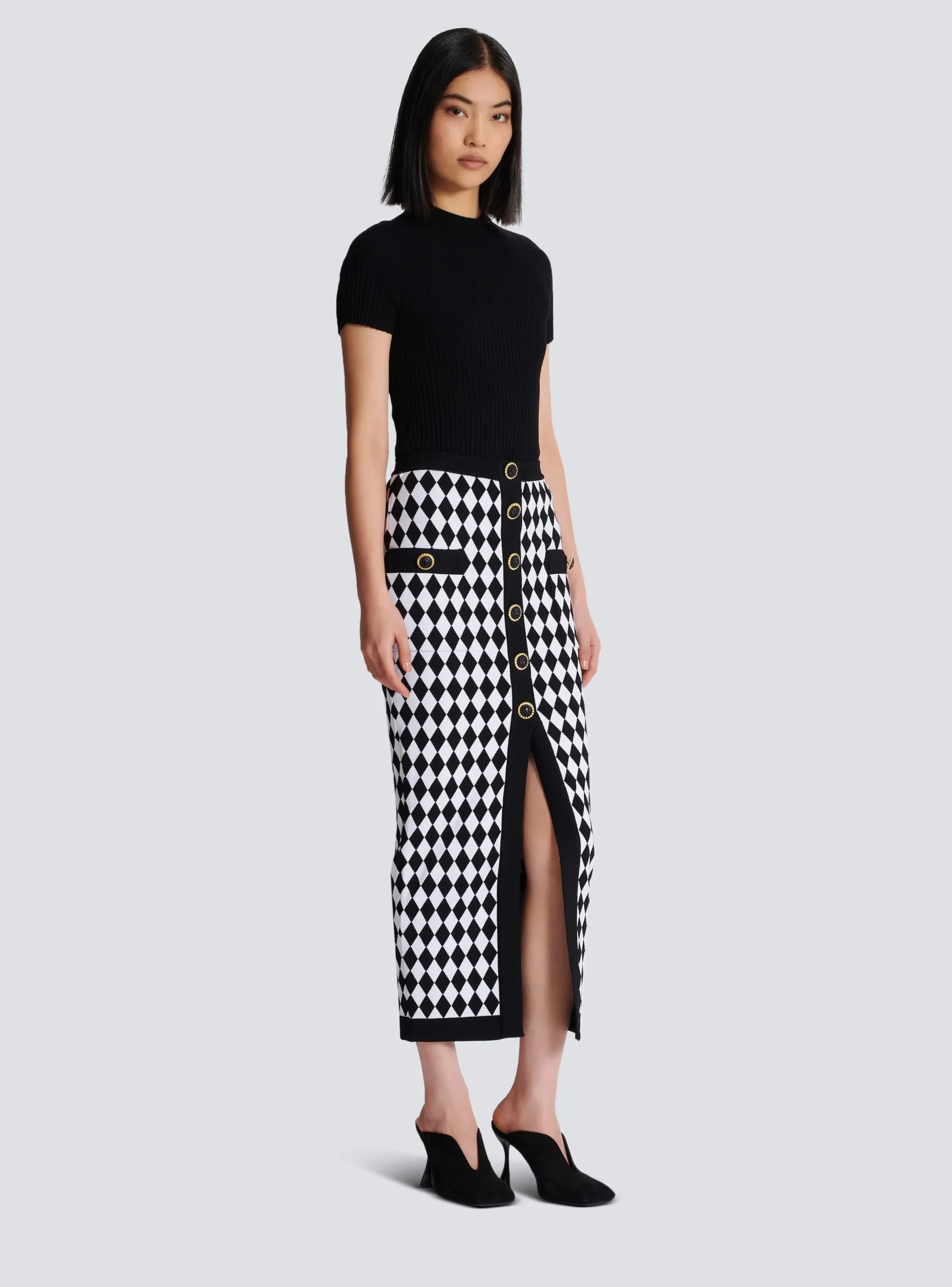 New Diamond Jacquard Midi Skirt Women Skirts