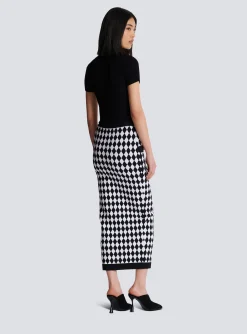 New Diamond Jacquard Midi Skirt Women Skirts