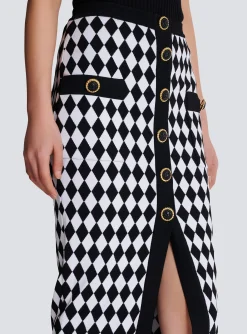 New Diamond Jacquard Midi Skirt Women Skirts
