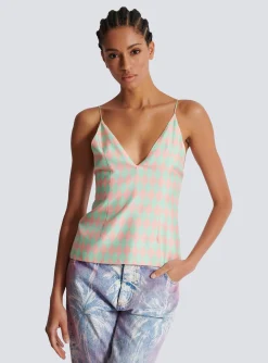 Hot Diamond Print Silk Top Women Tops And Shirts