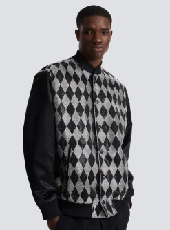 Clearance Diamond Satin Bomber Jacket With Rhinestones Outerwear