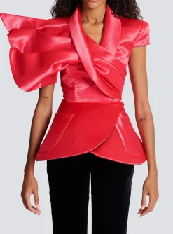 Flash Sale Draped Peplum Top Women Tops And Shirts